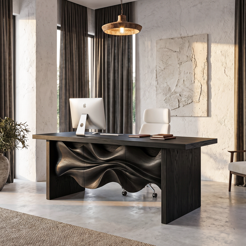 Minimalist Writing Desk Storage Design, solid hardwood, built to order