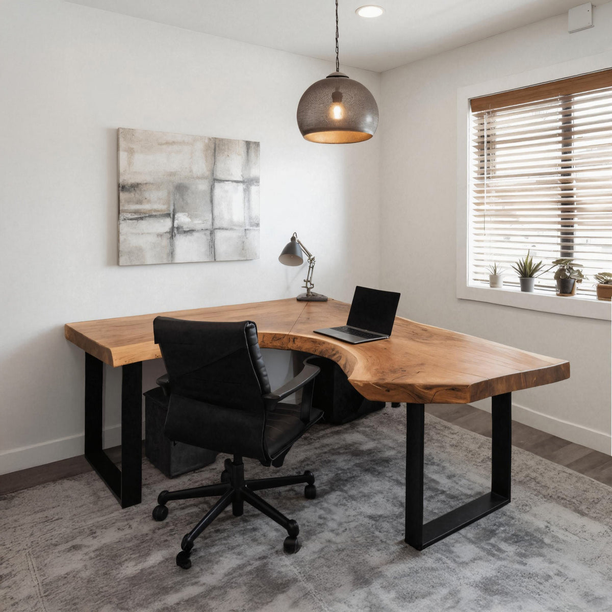 Modern Live Edge L-shaped Desk