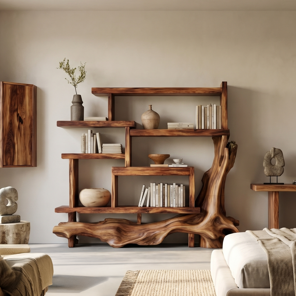 Organic Wood Display Shelf, solid wood, built to order