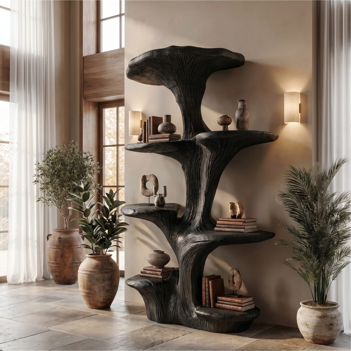 Sculptural Mushroom Floating Bookshelf
