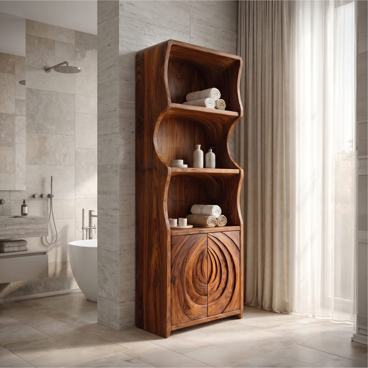 Curved Minimal Bath Shelf