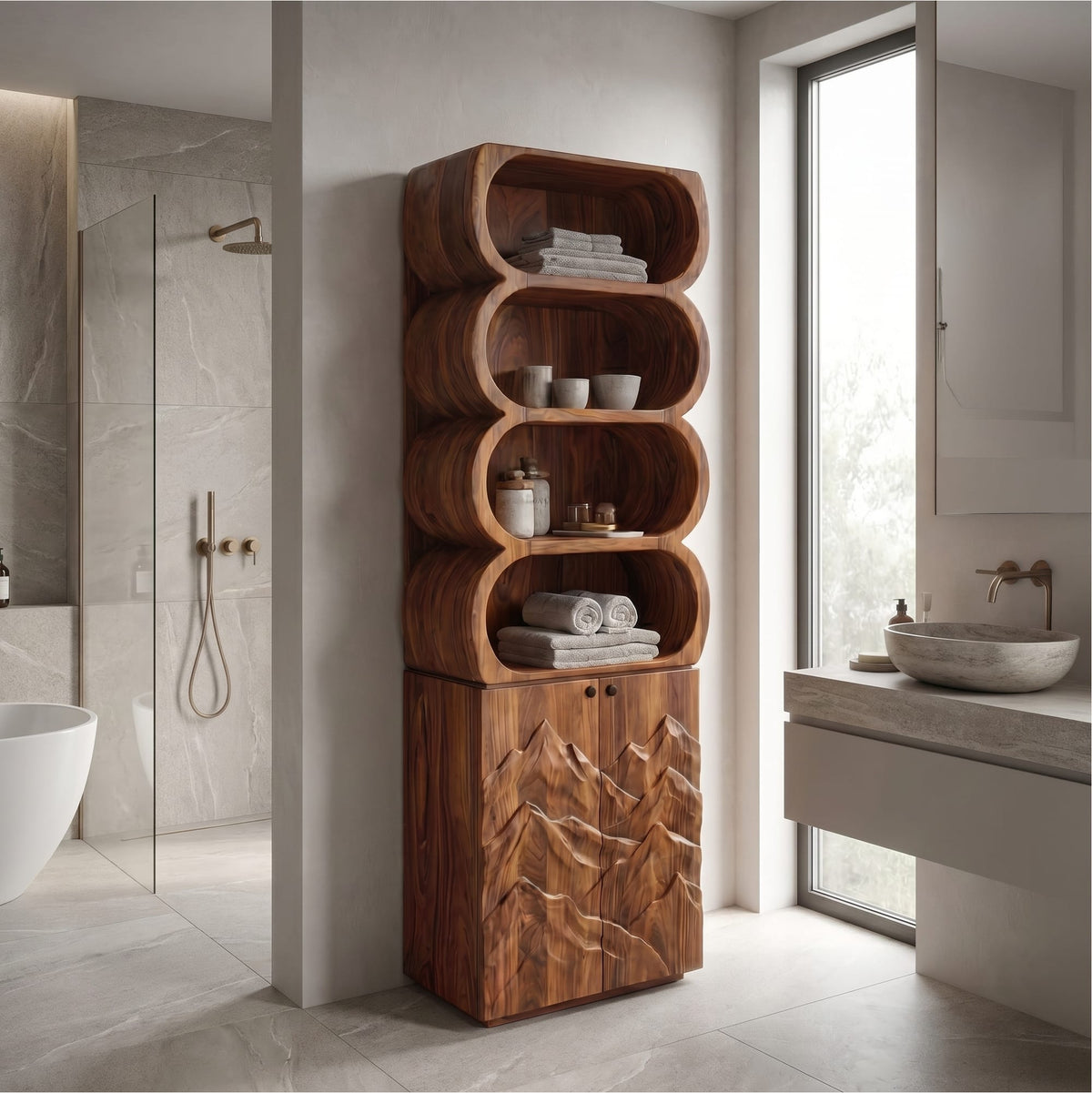 Sculptural Round Bath Shelf