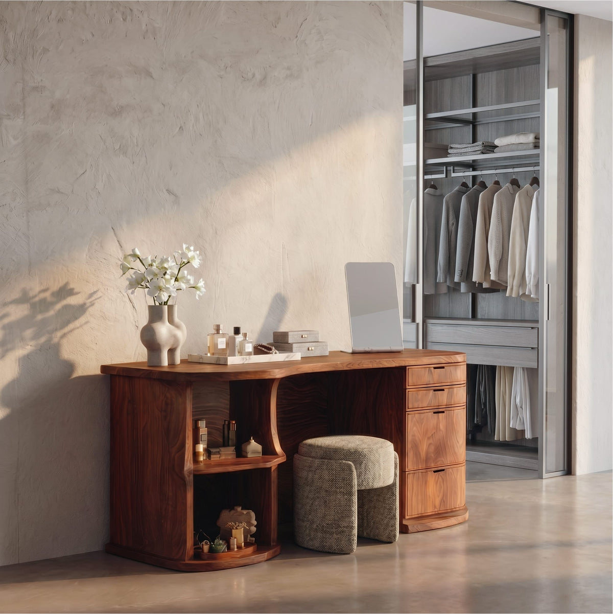 Solid Storage Makeup Vanity