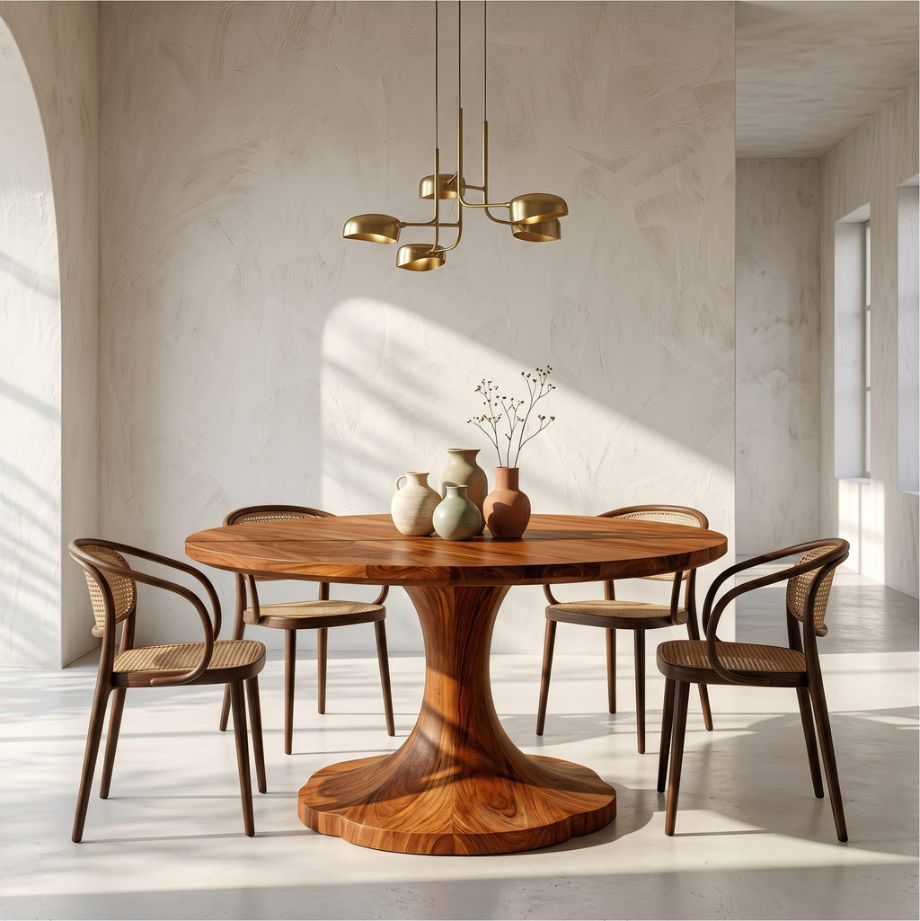 Organic Pedestal Solid Dining Table