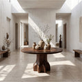 Solid Pedestal Console Table