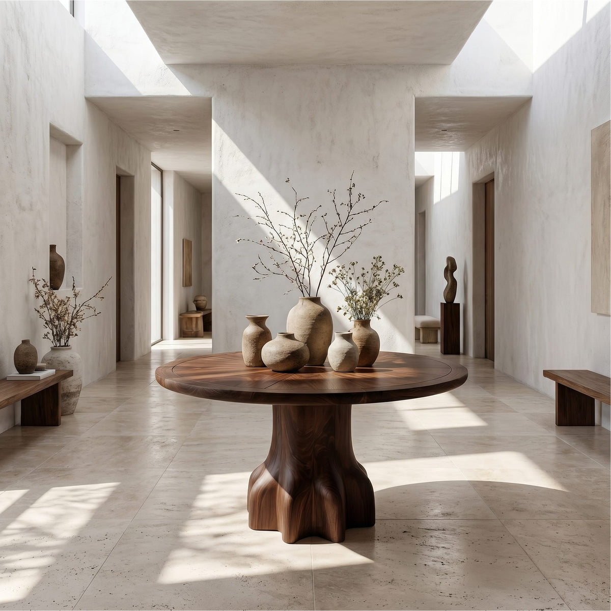 Solid Pedestal Console Table