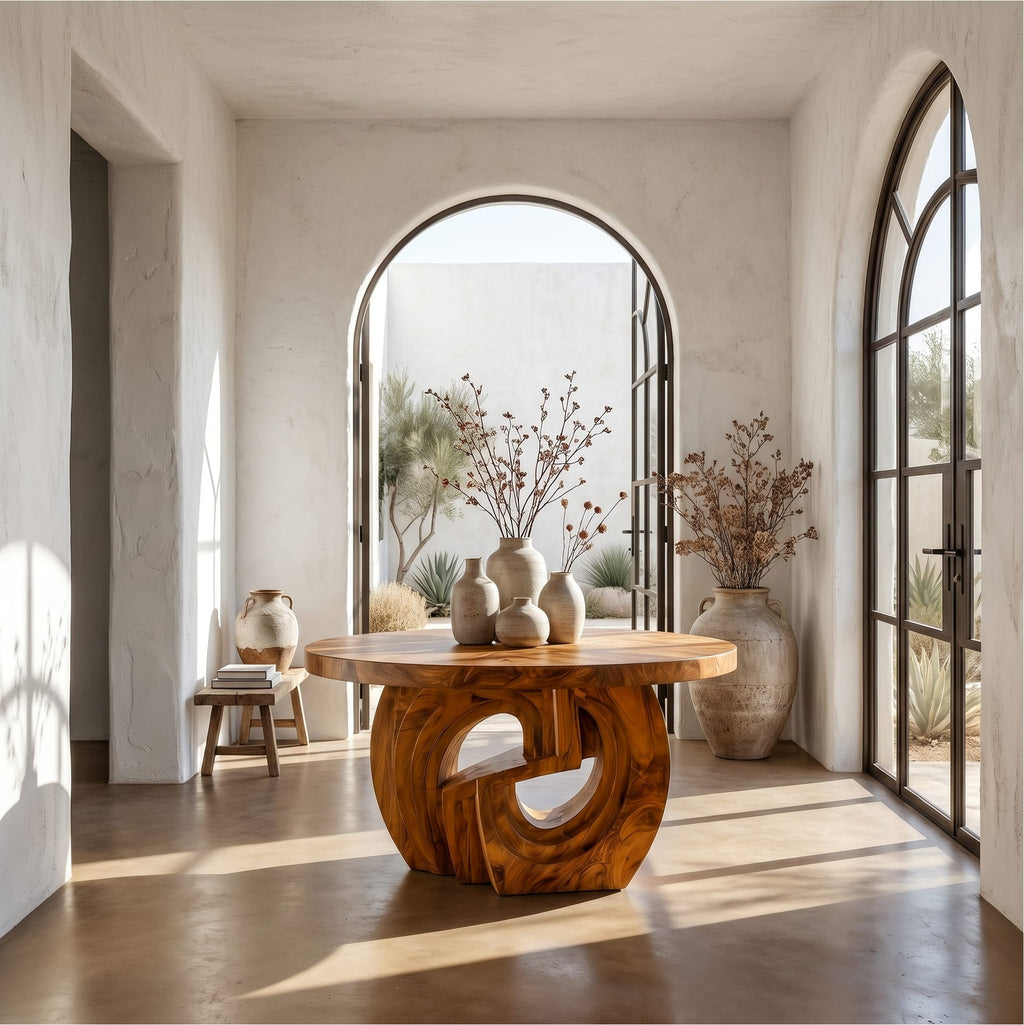 Sculptural Ring Solid Console Table
