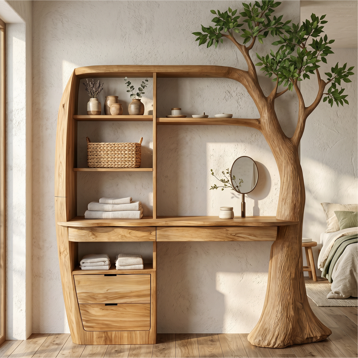 Organic Dressing Table Bedroom and Dressing Room, solid wood, built to order