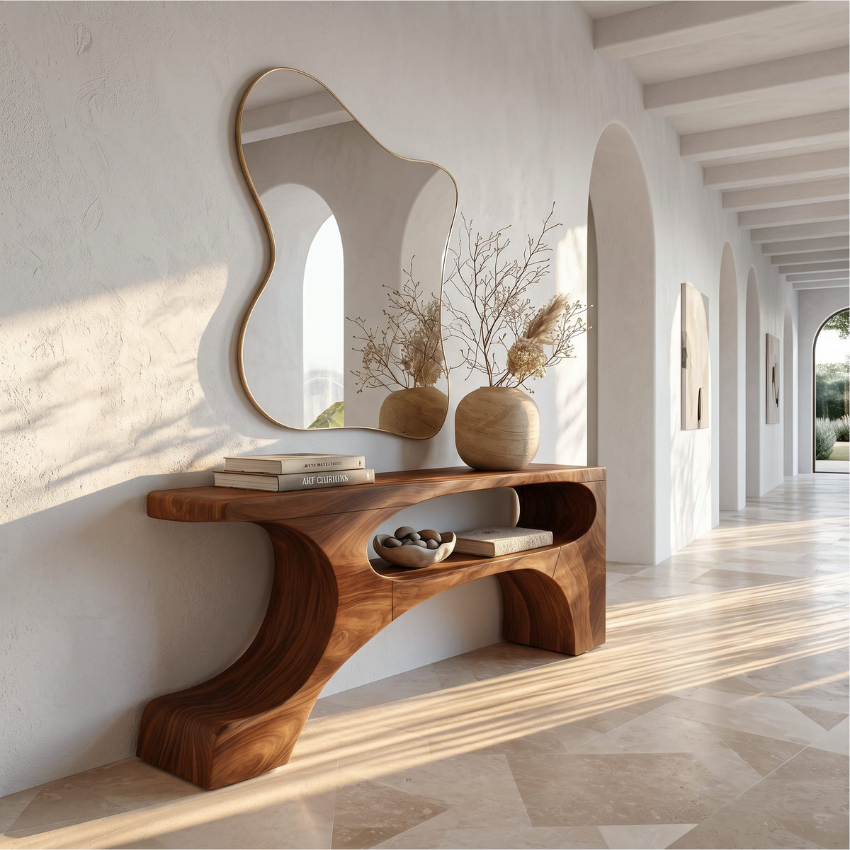 Contemporary Pedestal Console Table