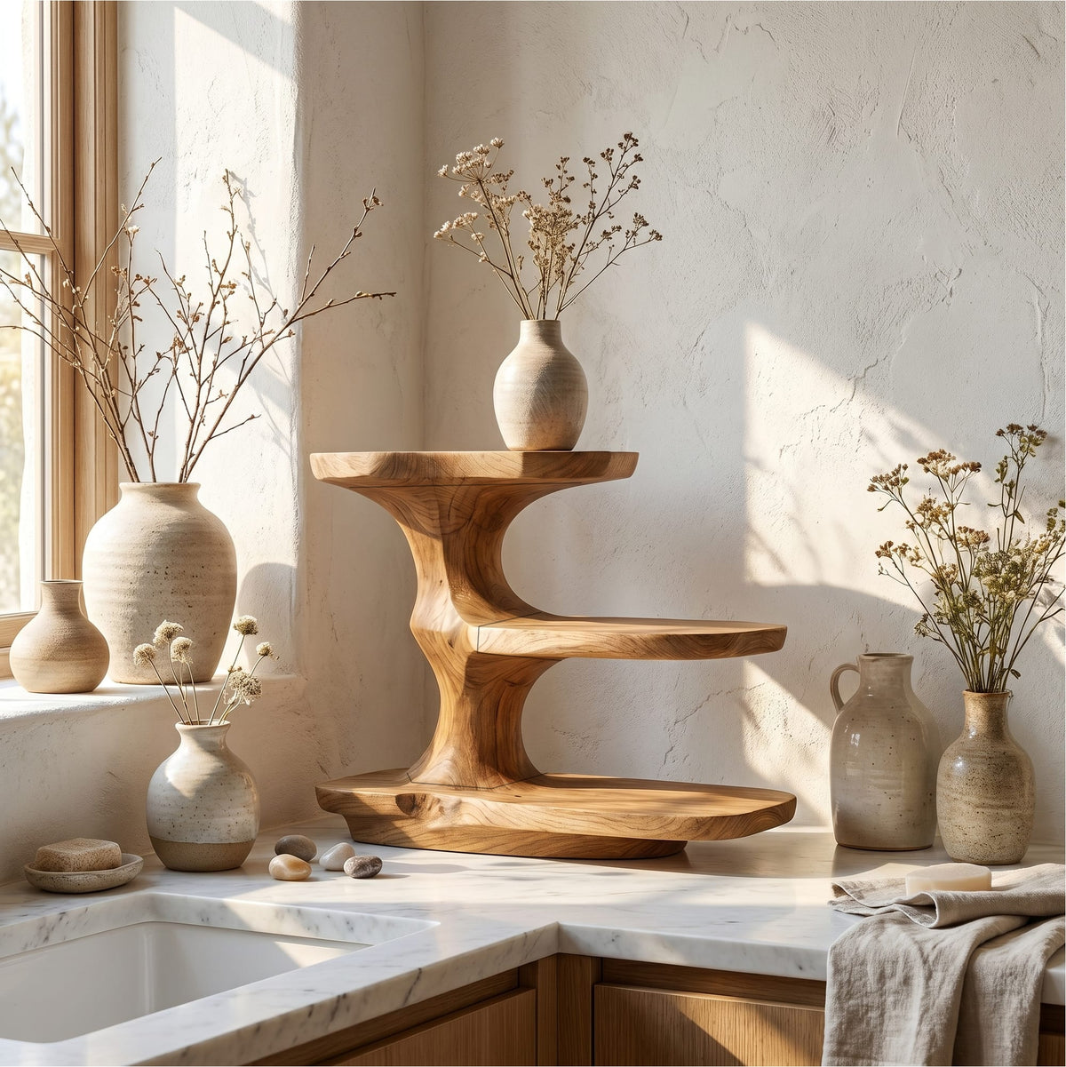 Curved Floating Bath Shelf