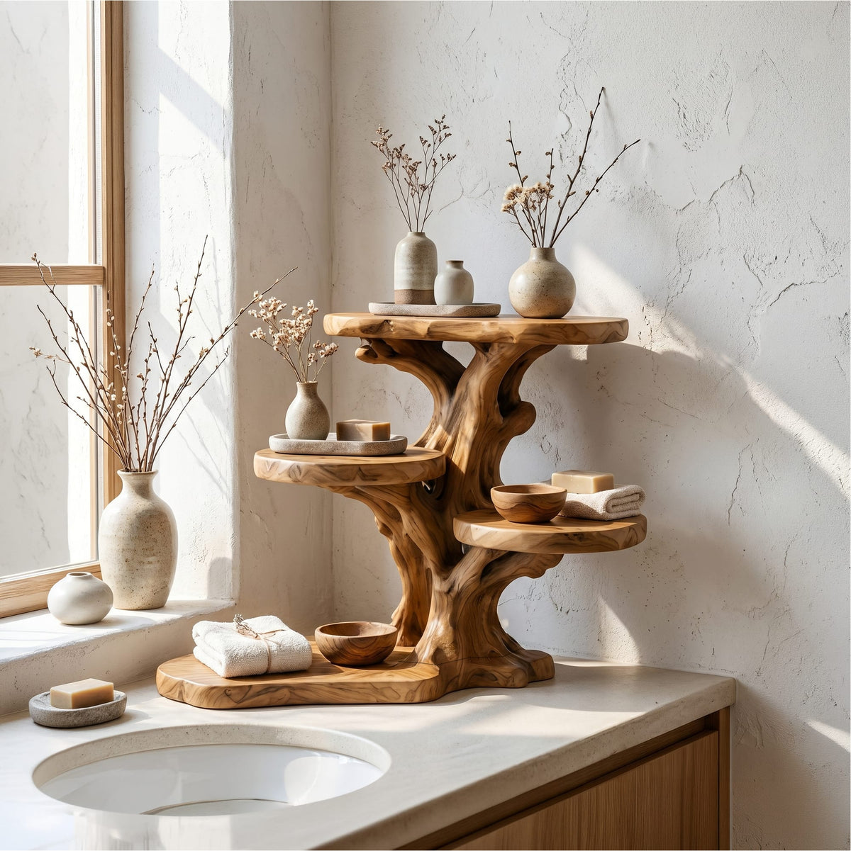 Sculptural Floating Bath Shelf
