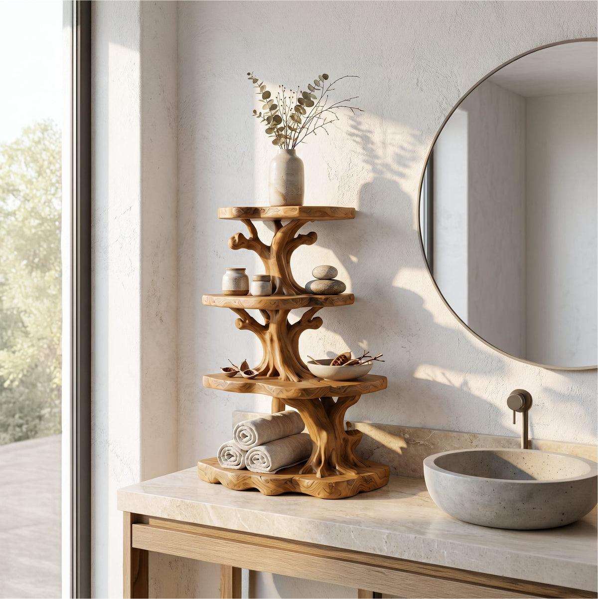 Nature-inspired Storage Bath Shelf