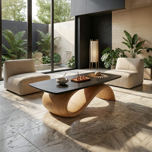 Handcrafted Coffee Table with Design, solid wood, built to order