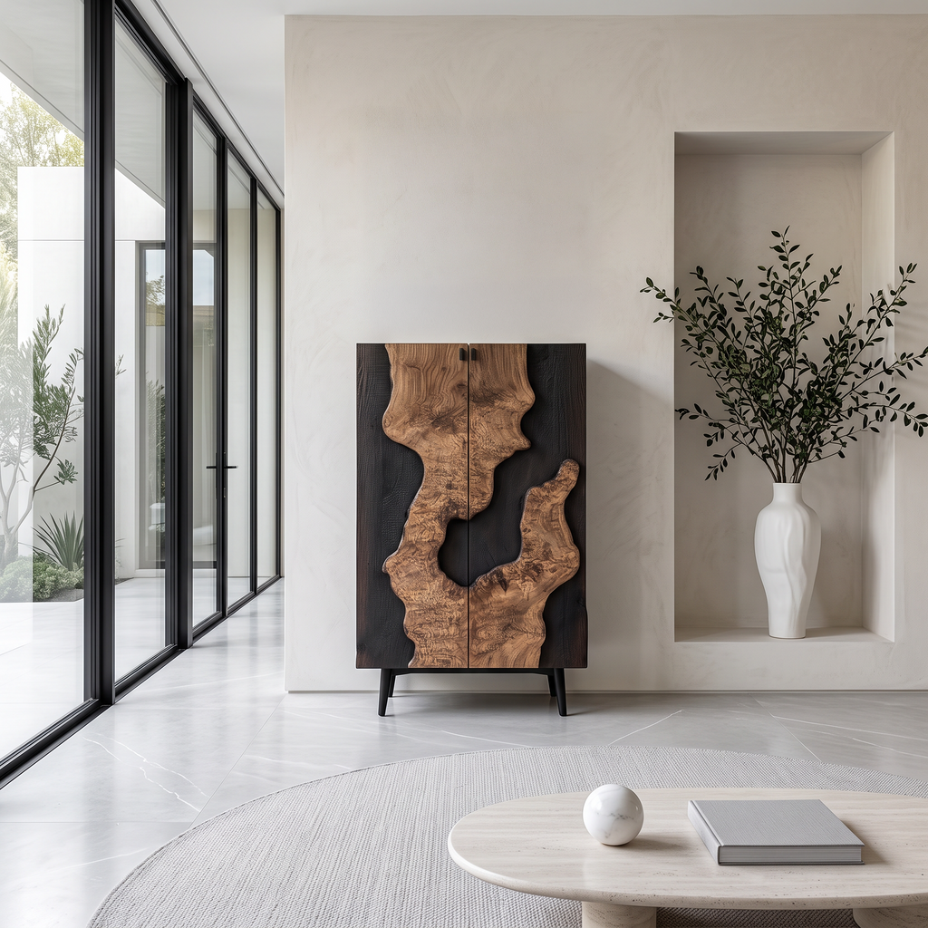 Organic Modern Display Storage Cabinet, solid wood, built to order