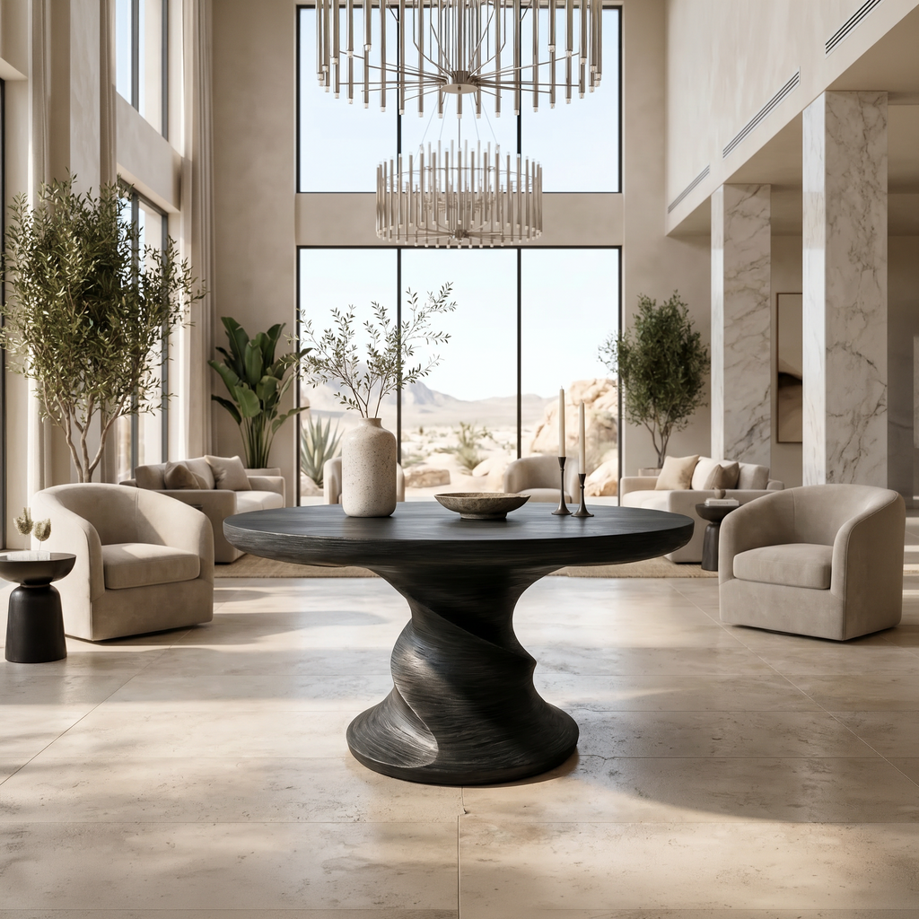 Contemporary Center Table with Flowing Curved Design, solid wood, built to order