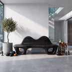 Accent Bench with Dramatic Rounded Silhouette, solid wood, built to order
