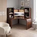 Contemporary Computer Desk with Corner Bookcase, solid wood, built to order