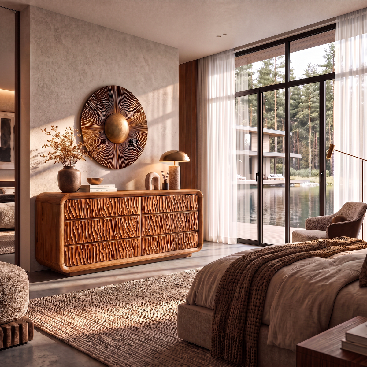 Modern Bedroom Dresser with Soft Curved Edges and Simple Multi Drawer Design, solid wood, built to order