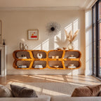 Modern Wall Mounted Bookshelf with Open Display Shelves for Living Room, solid wood bookcase
