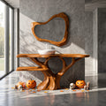 Mid Century Solid Bathroom Vanity with Sculptural Tree Form, solid wood, built to order
