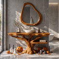 Bathroom Vanity with Lower Display Shelf, solid wood, built to order