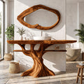 Contemporary Bathroom Vanity with Tree Inspired Frame, solid wood, built to order