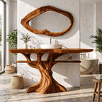 Contemporary Bathroom Vanity with Tree Inspired Frame, solid wood, built to order