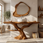 Rustic Bathroom Vanity with Bold Tree Root Design, solid wood, built to order