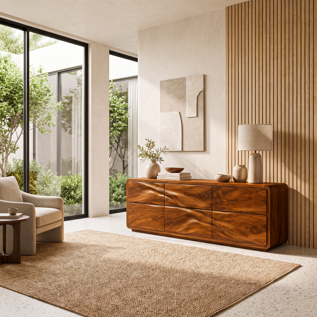 Minimalist Small Dresser with Clean Low Profile Frame, solid wood, built to order