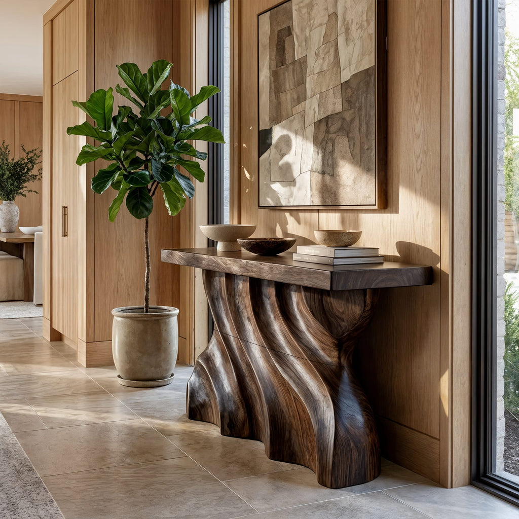Mid Century Sculpted Wave Console Table