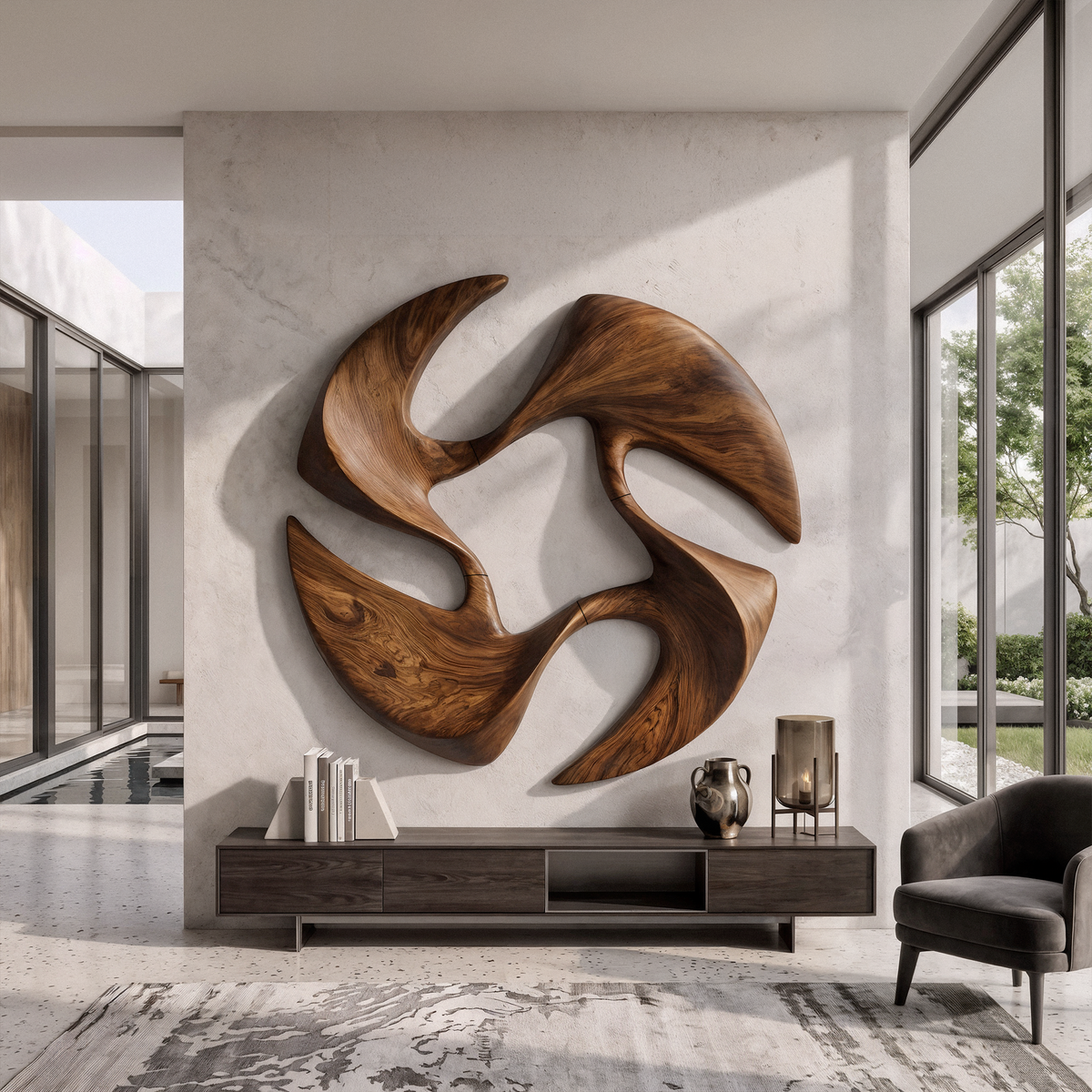 Mid Century Abstract Wall Art, solid wood, built to order