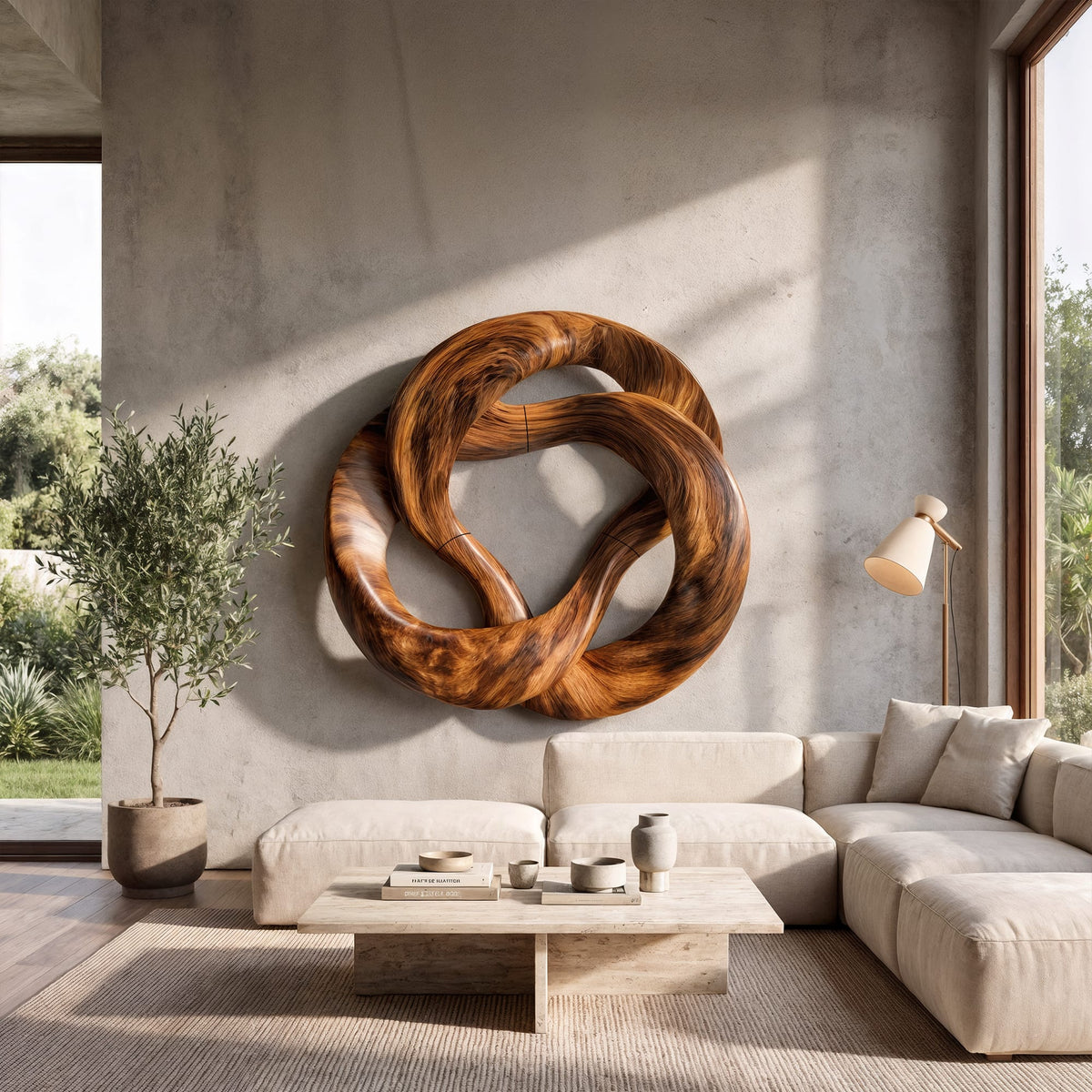 Mid Century Swirl Wall Art, solid wood, built to order