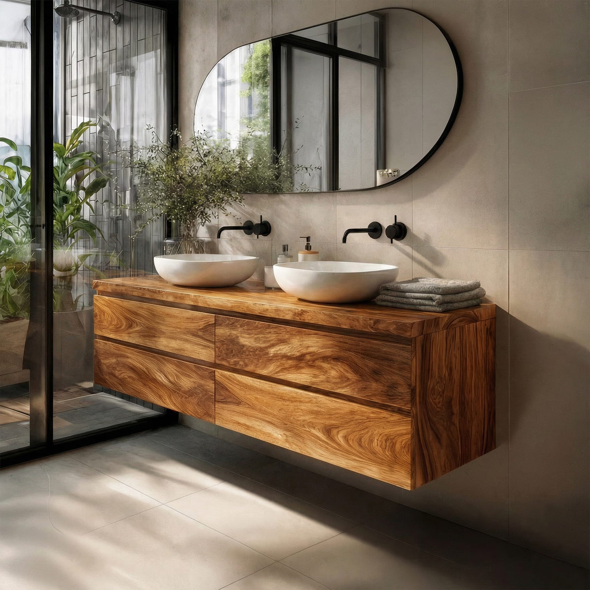Rustic Bathroom Vanity Cabinet Wall Mounted Vanity, solid wood, built to order