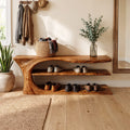 Mid Century Handcrafted Shoe Storage Bench Home, solid wood, built to order