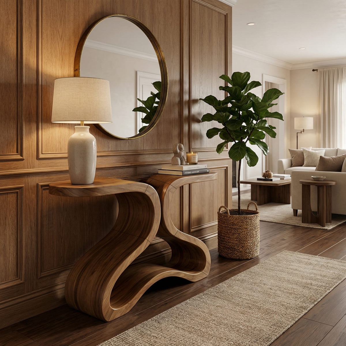 Curved Credenza Console Table
