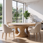 Organic Round Dining Table with Sculptural Tree Root Design, solid wood, built to order
