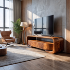 Organic Entertainment Center with Sculptural Live Edge Design, solid wood, built to order