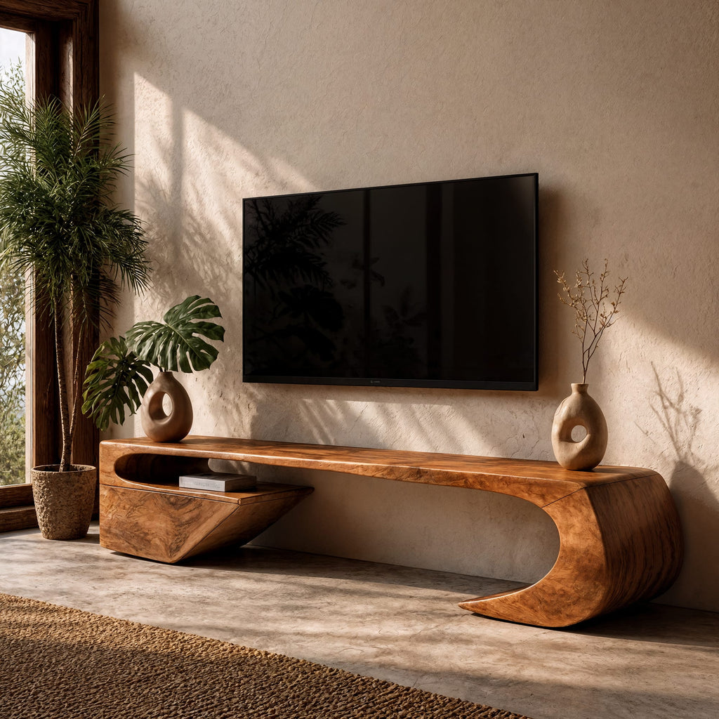 Japandi Curved TV Cabinet