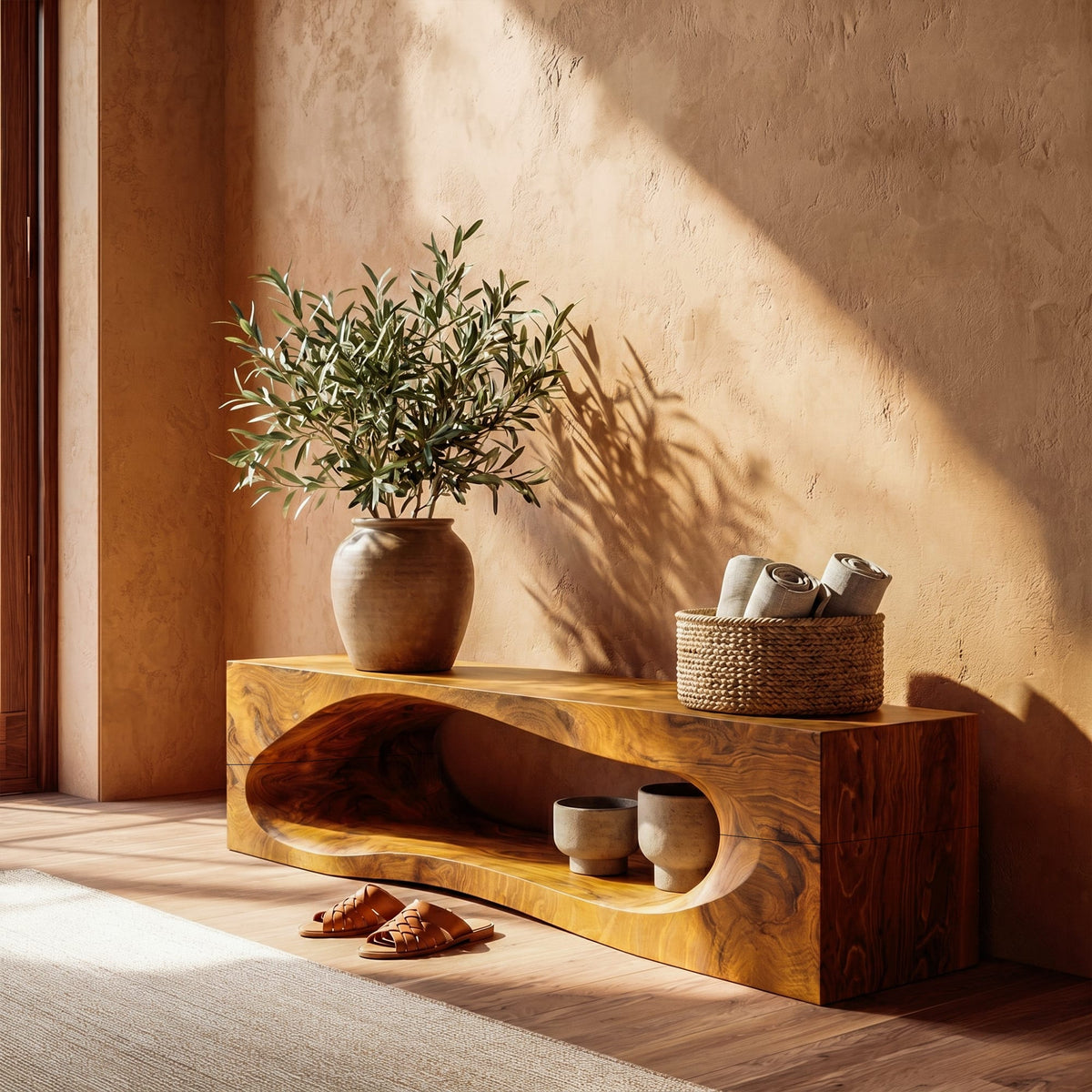 Built-in Storage Solid Wall Shelf