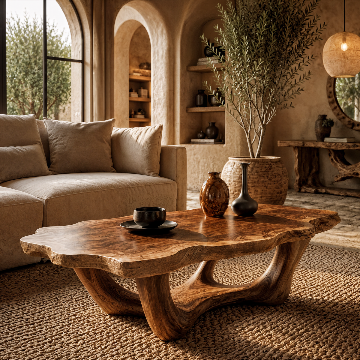 Live Edge Coffee Table Sculptural Design, solid wood, built to order