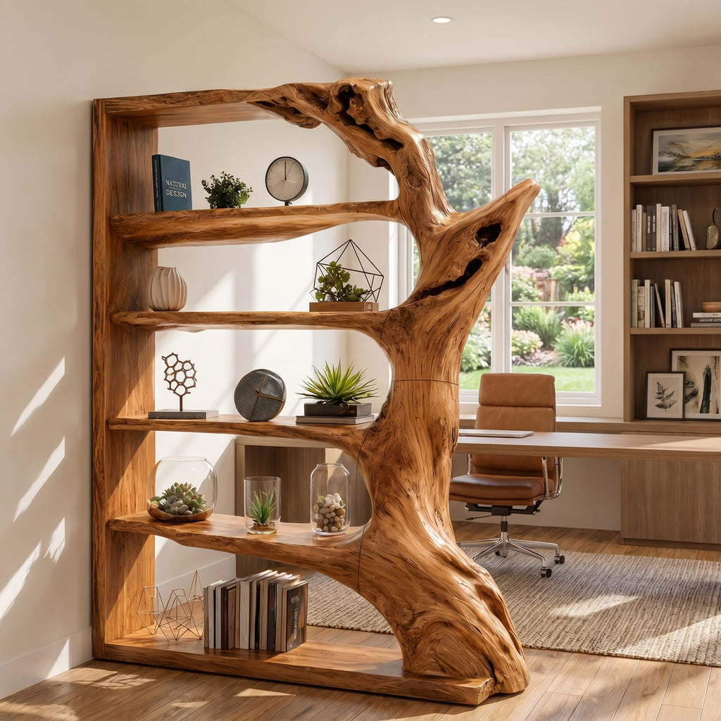 Contemporary Tree Bookshelf, solid wood, built to order
