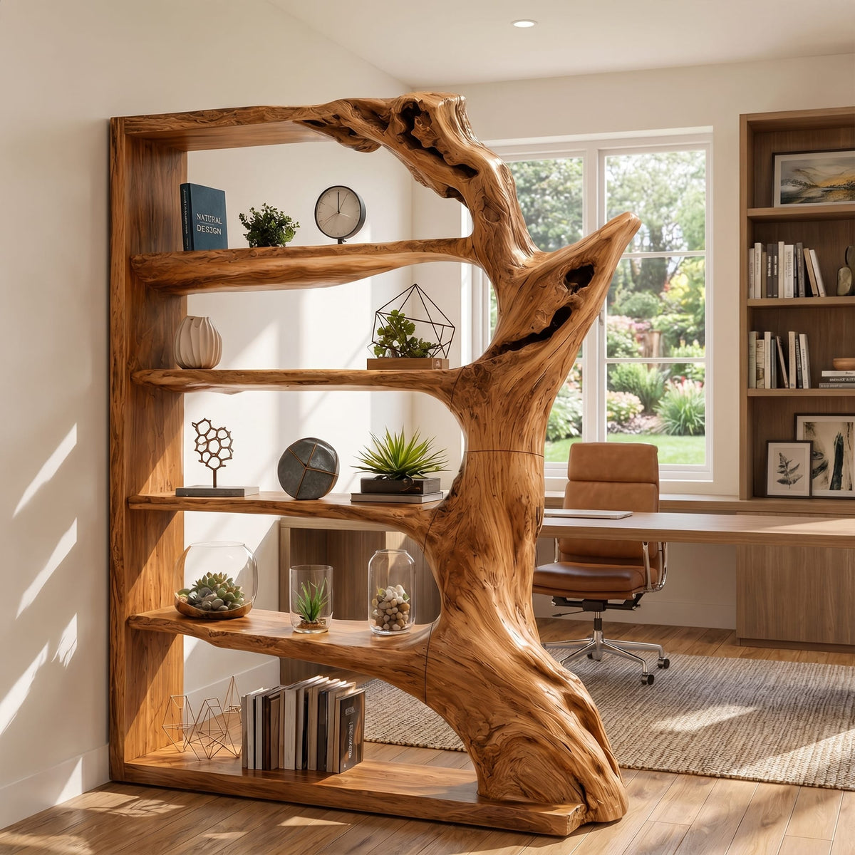 Contemporary Tree Bookshelf, solid wood, built to order