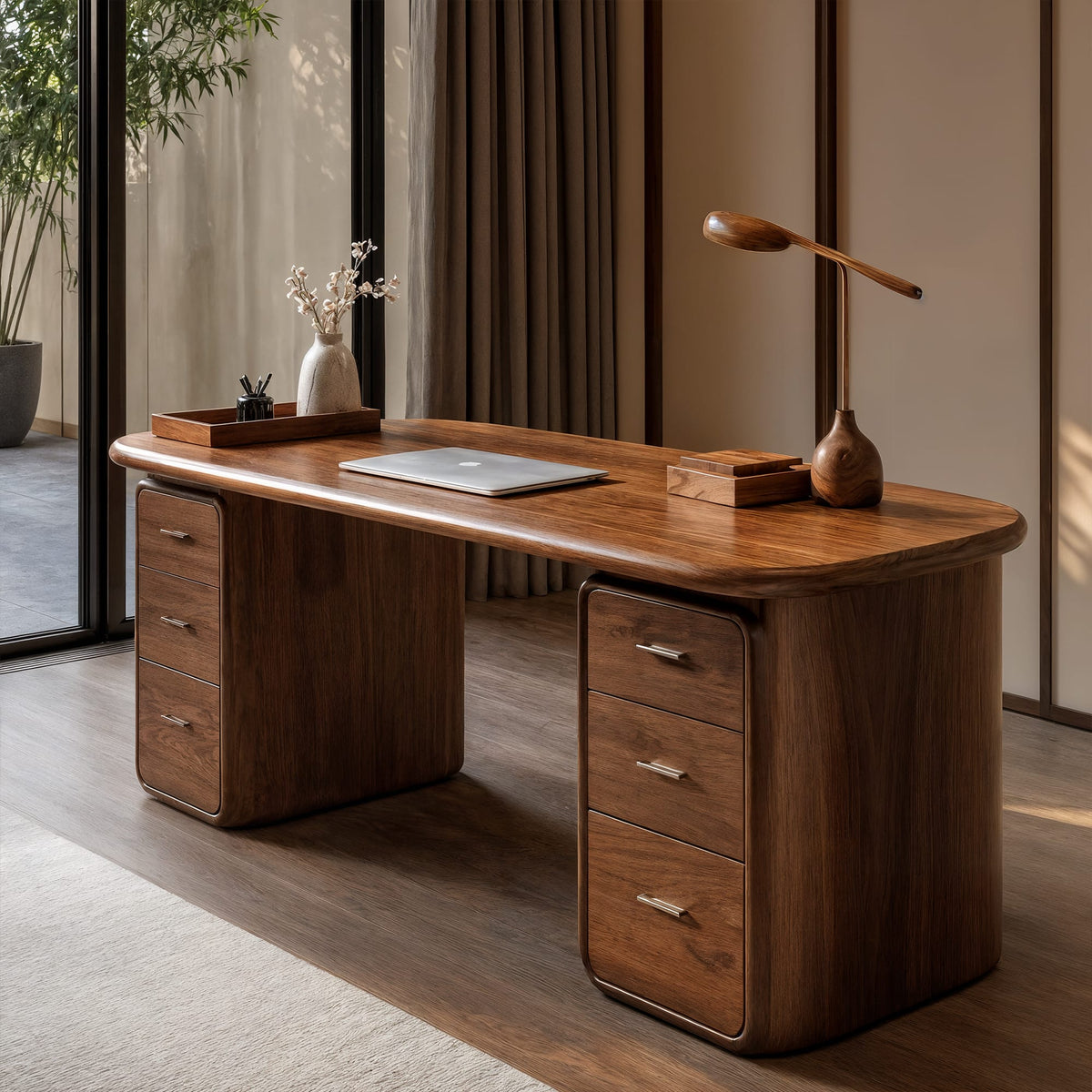 Contemporary Desk with Built in Drawers, solid wood, built to order