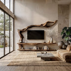Contemporary TV Cabinet with Sculptural Tree Inspired Base, solid wood, built to order