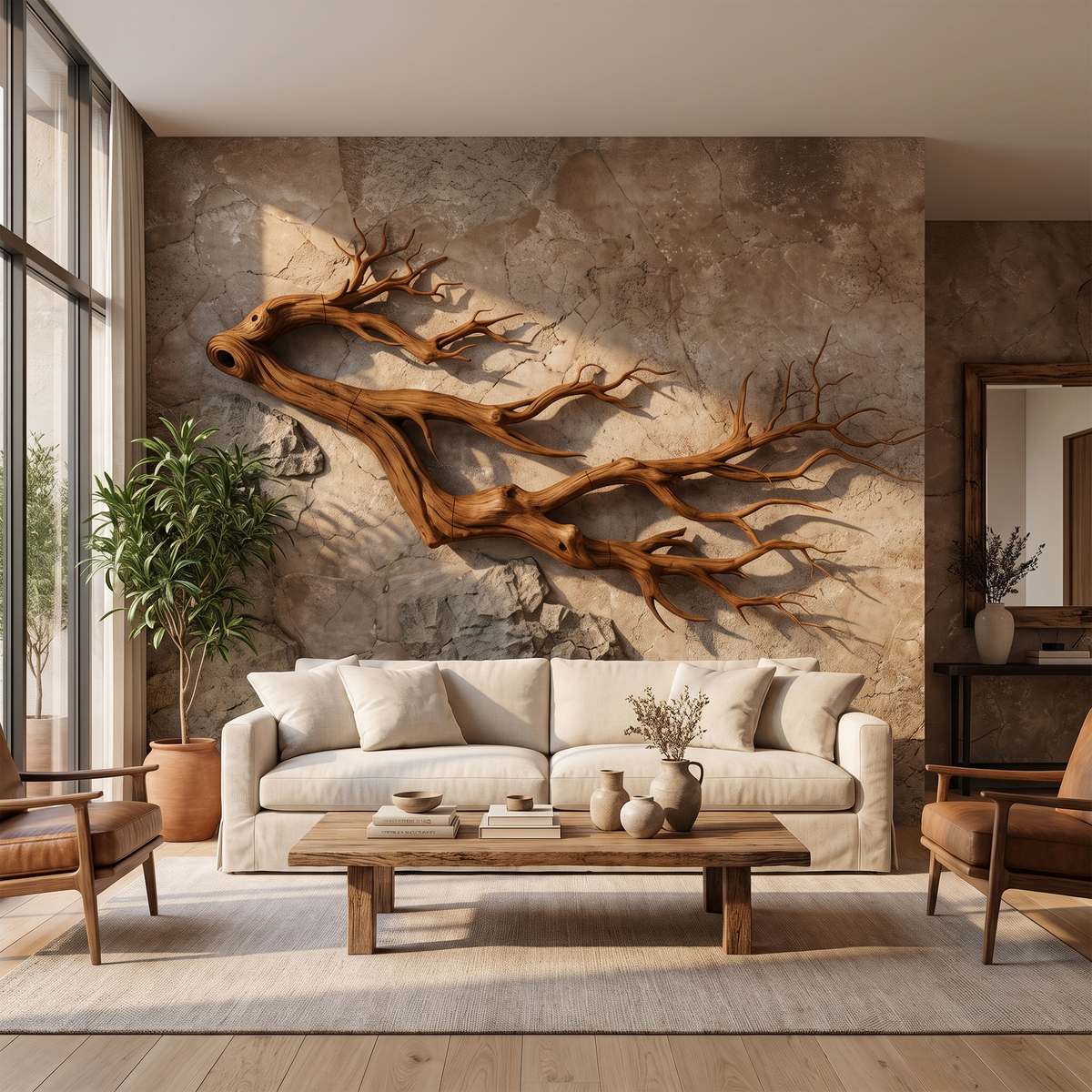 Freeform Wood Branch Wall Art Sculptural Interior Decor, solid wood, built to order