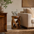 Handcrafted Side Table with Organic Twisted Design, solid wood, built to order
