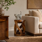 Handcrafted Side Table with Organic Twisted Design, solid wood, built to order