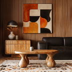 Rustic Coffee Table with Sculptural Design, solid wood, built to order