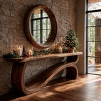 Modern Console Table Table with Sculptural Open Base, solid wood, built to order