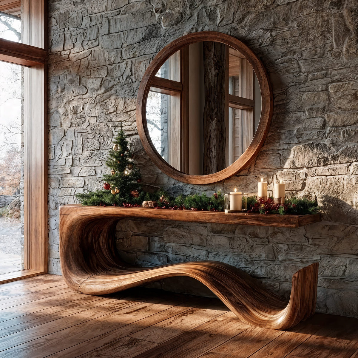 Curved Entryway Console Table